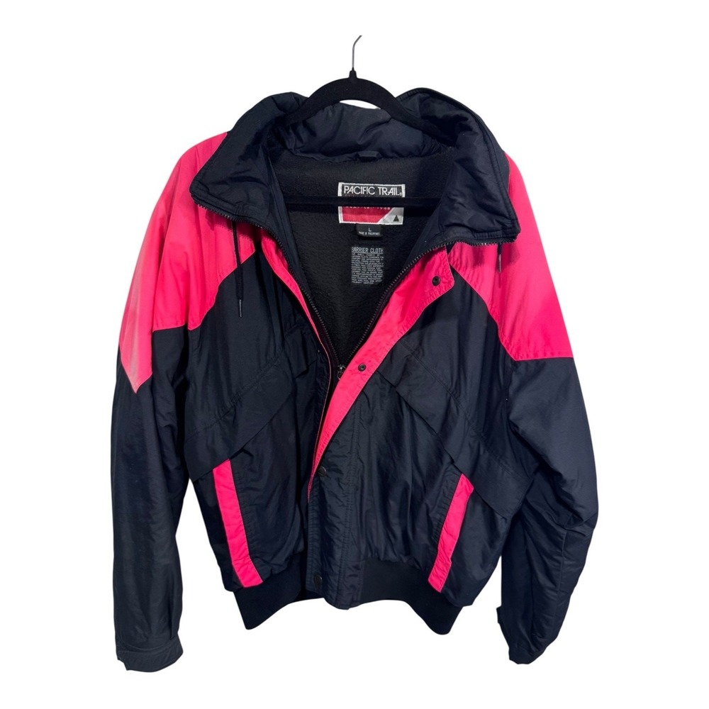 Pacific Trail Charger Colorblock Ski Jacket Black Pink Retro 90s Vintage Men's L